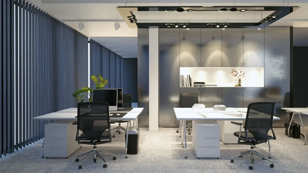 Modernes Büro mit direkter und indirekter Beleuchtung sorgen für ein gutes Arbeitsklima