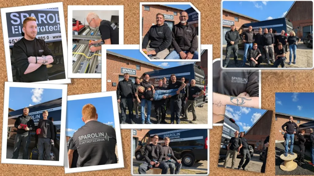 Eine Kollage mit Bildern vom Team von Sparolin Elektrotechnik